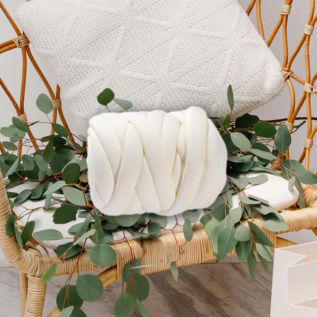 Hilo grueso de 250G, hilo súper voluminoso, hilo de tubo de hilo suave y grueso para manta, alfombrilla DIY, sofá cama, almohada, tejido de Blanco lechoso Macarena hilo grueso