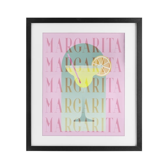 Retro Pastel Margarita Black Framed Print Under Glass, design by Lil' Rue
