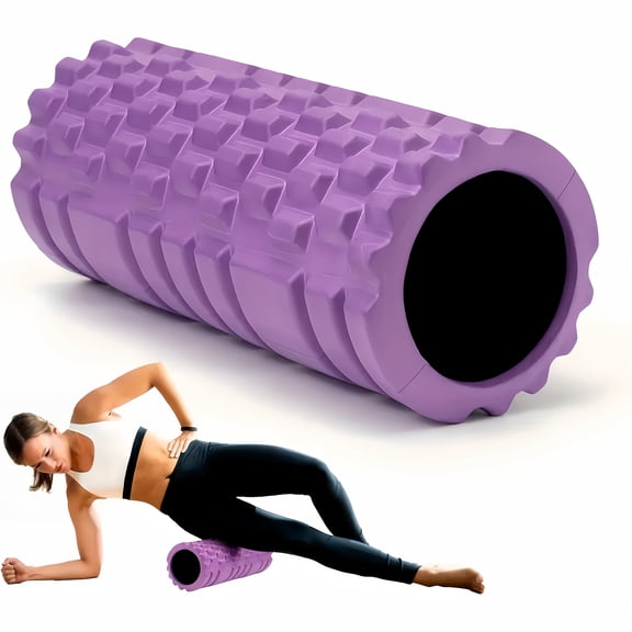 1 EVA Foam Roller Yoga Stick | Purple Deep Tissue Massage Roller for Back and Leg Muscle Exercise and Flexibility Improvement