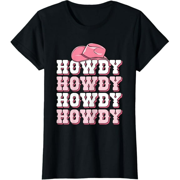Cute Howdy Western Country Cowgirl Texas Rodeo Women Girls T-ShirtMen and women can wear, black T-shirts, gifts. Age: M,L，XL 2XL, 3XL, 82XL