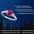thumbnail image 2 of Gem Stone King 925 Sterling Silver Red Created Ruby and Pink Lab Grown Diamond Engagement Ring for Women | 1.21 Cttw | Oval 7X5MM | Gemstone July Birthstone | Size 6, 2 of 6