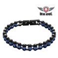 thumbnail image 1 of Black Chrome Squared Motorcycle Bracelet with Blue Gemstones - Small, 1 of 1