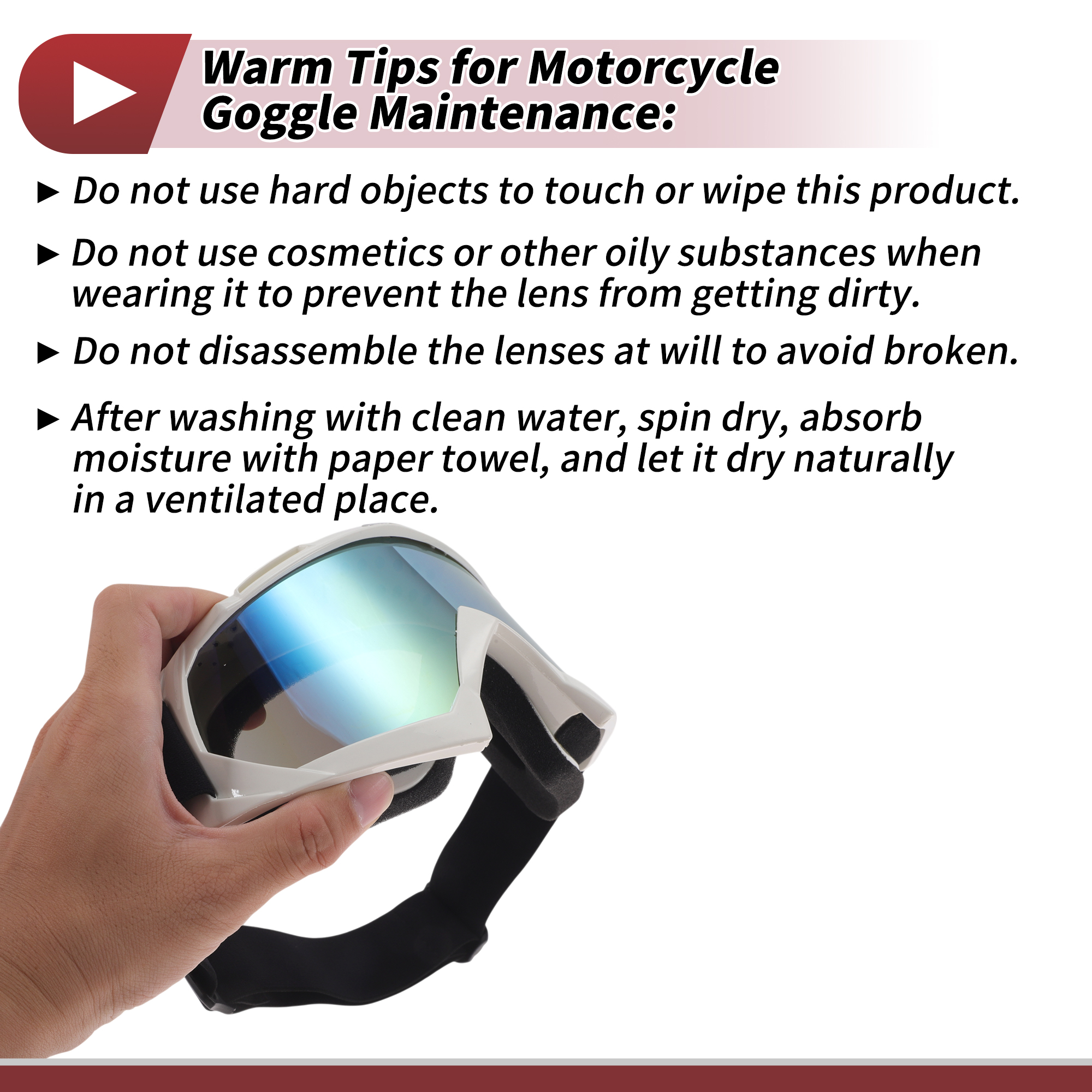 Unique Bargains Motorcycle Riding Goggles PC TPU Cycling Sunglasses Colorful Lens White Frame