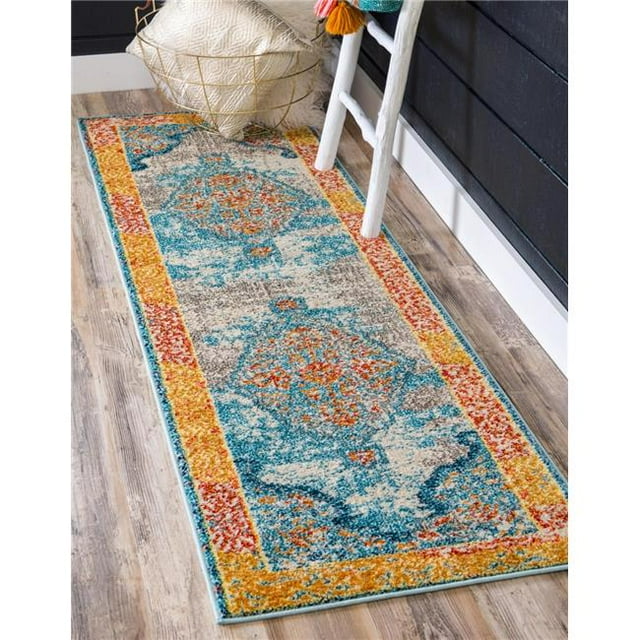 Unique Loom 3140066 2 ft. 7 in. x 10 ft. Da Vinci Vita Runner Rug, Blue