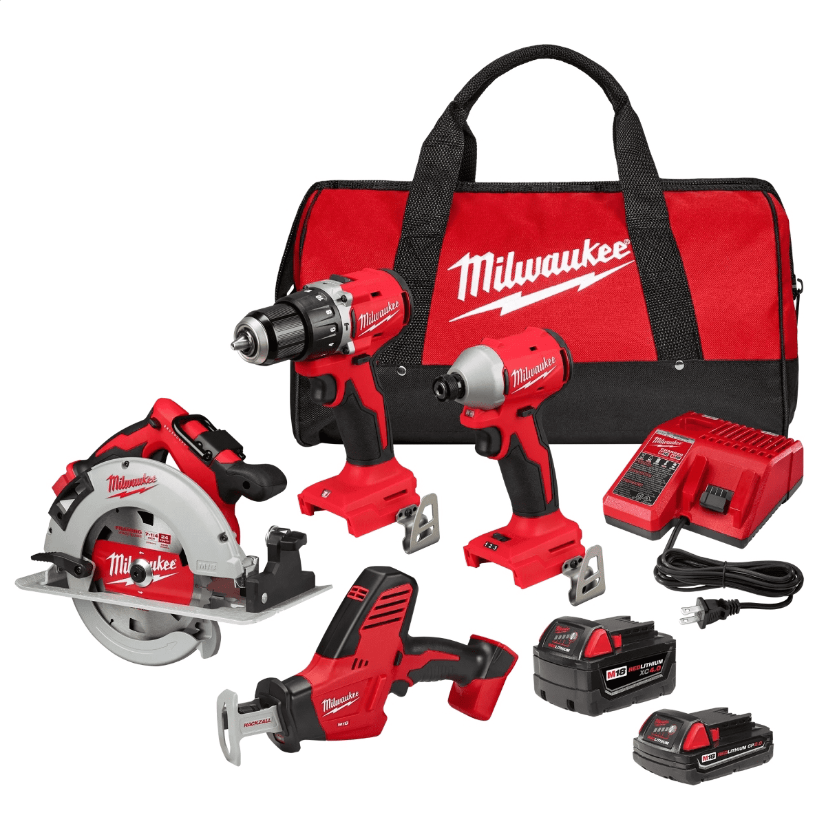Milwaukee 2695-24 M18 18V Cordless Power Tool Combo Kit with