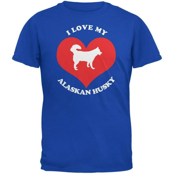 Valentines I Love My Alaskan Husky Royal Adult T-Shirt - 2X-Large