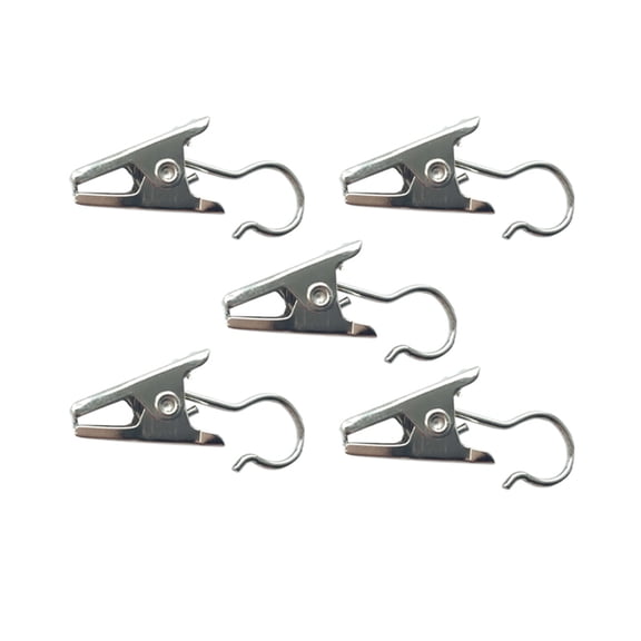LOLIPPYY 50Pcs Plated Silver Iron Curtain Clips Metal Holder Hooks for Curtains and Light Strings