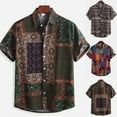 thumbnail image 4 of Shirt Top Loose Fit Lapel Chic Retro Irregular Pattern Summer Male Shirt, 4 of 5