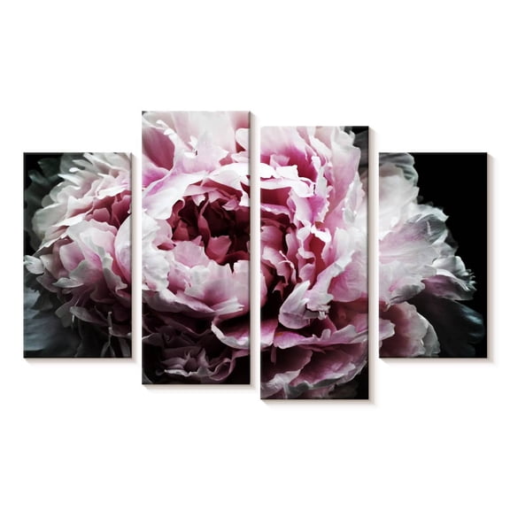 Elephant Stock Pink Peony Passion Wall Art - Horizontal Multi Panel Canvas - Living Room Wall Decor - Floral And Botanical Multi Panel - Red And Pink Decor By Irena Orlov - 24" x 14"