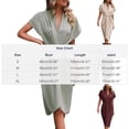 thumbnail image 3 of WRKEKC Summer Dresses for Women Solid V Neck Short Sleeve Cinched Waist Maxi Soft Breathable Fabric Chic Soft, 3 of 7
