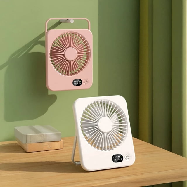 Digital Display Desktop Fan, Quiet Foldable Handheld Unit With Adjustable Wind Speeds, for Office Use, A
