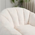 thumbnail image 4 of HSUNNS Bean Bag Chair for Adults, Faux Fur, Side Pocket, Comfy Bean Bag Sofa with Memory Foam Filled, Armrest Lazy Sofa Lounge Chair for Living Room, White, 4 of 9