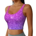 thumbnail image 2 of Pofeuu Purple Glitter Print Sports Bra for Women Sexy Vest Yoga Running Gym Fitness Crop Bras Tops-Medium, 2 of 8