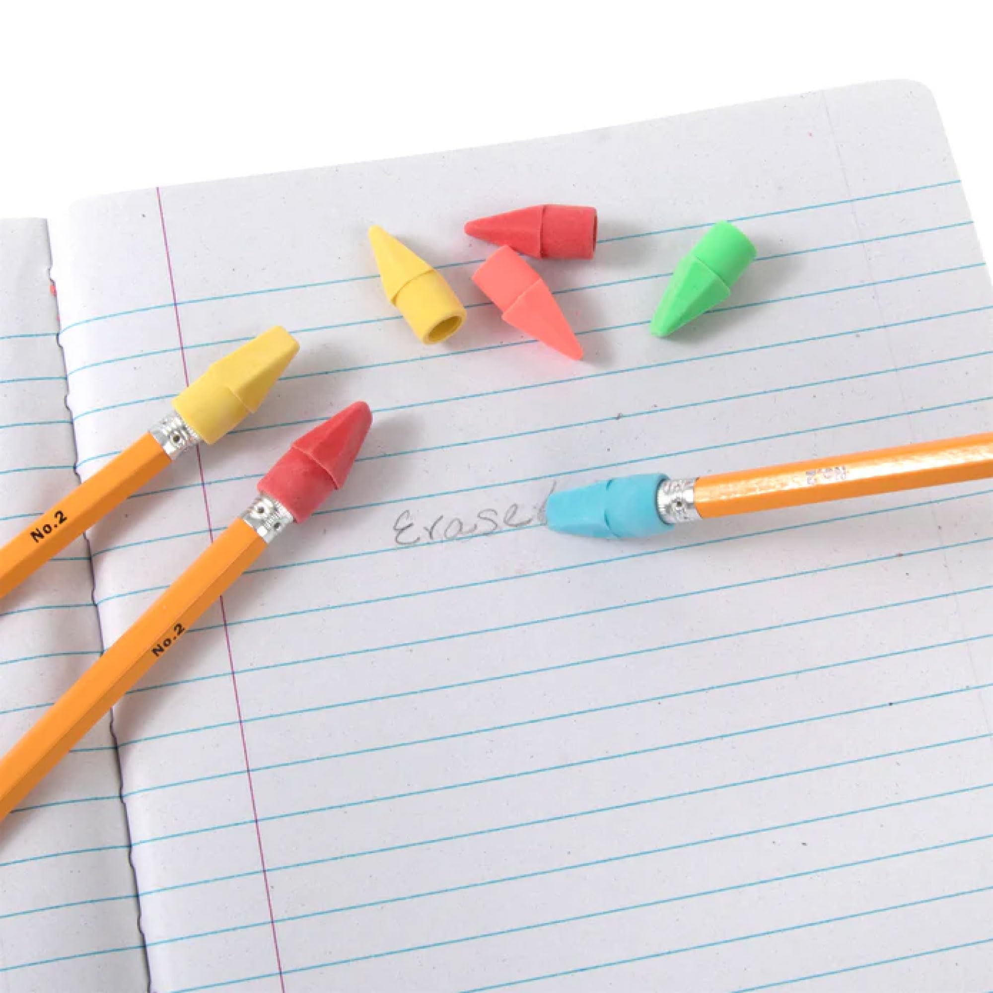 1,000 Pieces of Bulk Wholesale Eraser Pencil Toppers in 100 Packs of 10 Toppers Each for 1,000 Eraser Toppers Total in Multicolor Pack