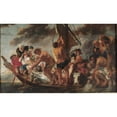 thumbnail image 2 of Jacob Jordaens 18x12 Black Ornate Wood Framed Double Matted Museum Art Print Titled - The Tribute Money. Peter Finding the Silver Coin in the Mouth of the Fish. Also Called ‘The Ferry B, 2 of 5