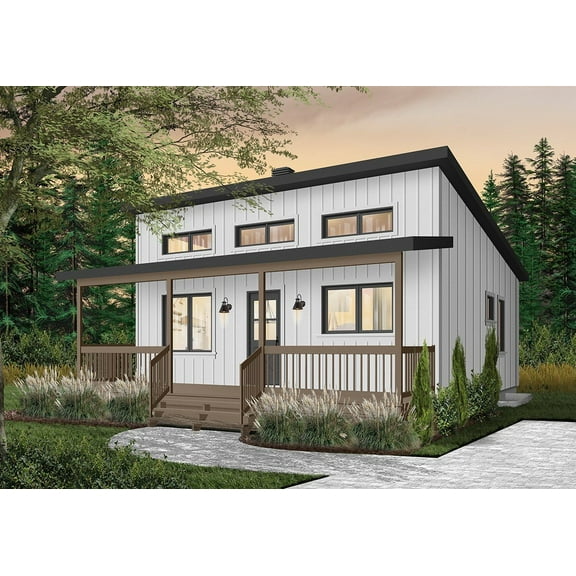 728-19042: Modern Contemporary 2 Bed, 1 Bath Luxury Home Plan, 676 Sq Ft: Full Blueprints with License to Build by Home Plan Marketplace - Lesuto