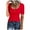 Red, variant on lmcalzta Womens Ribbed Knit Tops Summer Short Sleeve Stretch Button T Shirts Solid Color Casual Basic Tees