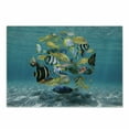 thumbnail image 1 of Fish Cutting Board, Shoal of Fish Forming a Circle Above a Sandy Seabed in Clear Water Caribbean Ocean, Decorative Tempered Glass Cutting and Serving Board, Small Size, Multicolor, by Ambesonne, 1 of 1
