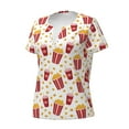 thumbnail image 2 of Naloa Popcorn Print T-Shirts Short Sleeve V Neck Tees for Women Fashion Tops Trendy Lightweight Soft Casual Summer Outfits Clothes, 2 of 5