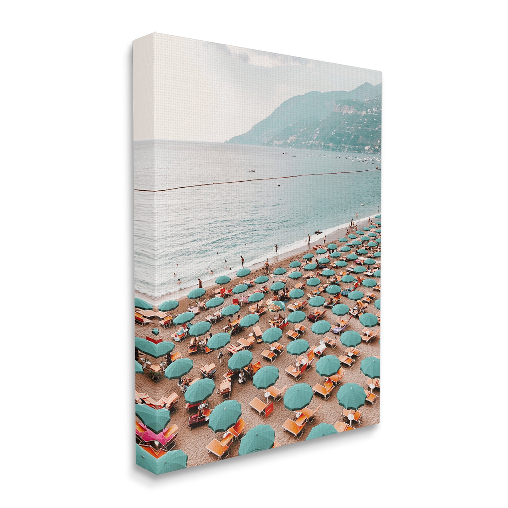 Stupell Beach Umbrellas Coastal Vacation Landscape Photography Gallery Wrapped Canvas Print Wall Art