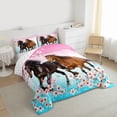 thumbnail image 3 of Homewish Galloping Horse 2pcs Bedding Comforter Set For Teens Female Men,Western Farmhouse Animal Twin Comforter Sets,Cherry Blossom Breathable Bedding Set,Gradient Room Decor,Reversible, 3 of 8