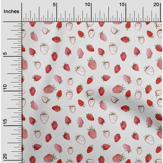 oneOone Silk Tabby White Fabric Strawberry Fruits Quilting Supplies Print Sewing Fabric By The Yard 42 Inch Wide