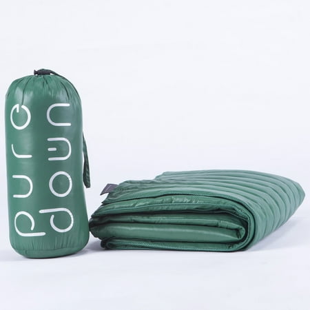 - Puredown Nylon Waterproof White Goose Down, Indoor/Outdoor Camping Blanket, Green