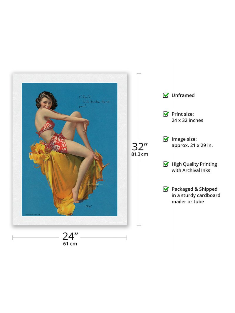 洋書 1960s GLAMOUR 20th Century Pin-Ups O Kay! - Hawaiian Pin Up Glamour Girl - Vintage Pin Up Girl Print