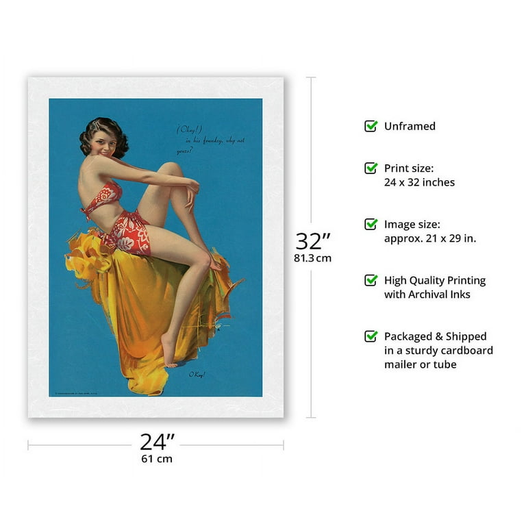 洋書 1960s GLAMOUR 20th Century Pin-Ups O Kay! - Hawaiian Pin Up Glamour Girl - Vintage Pin Up Girl Print