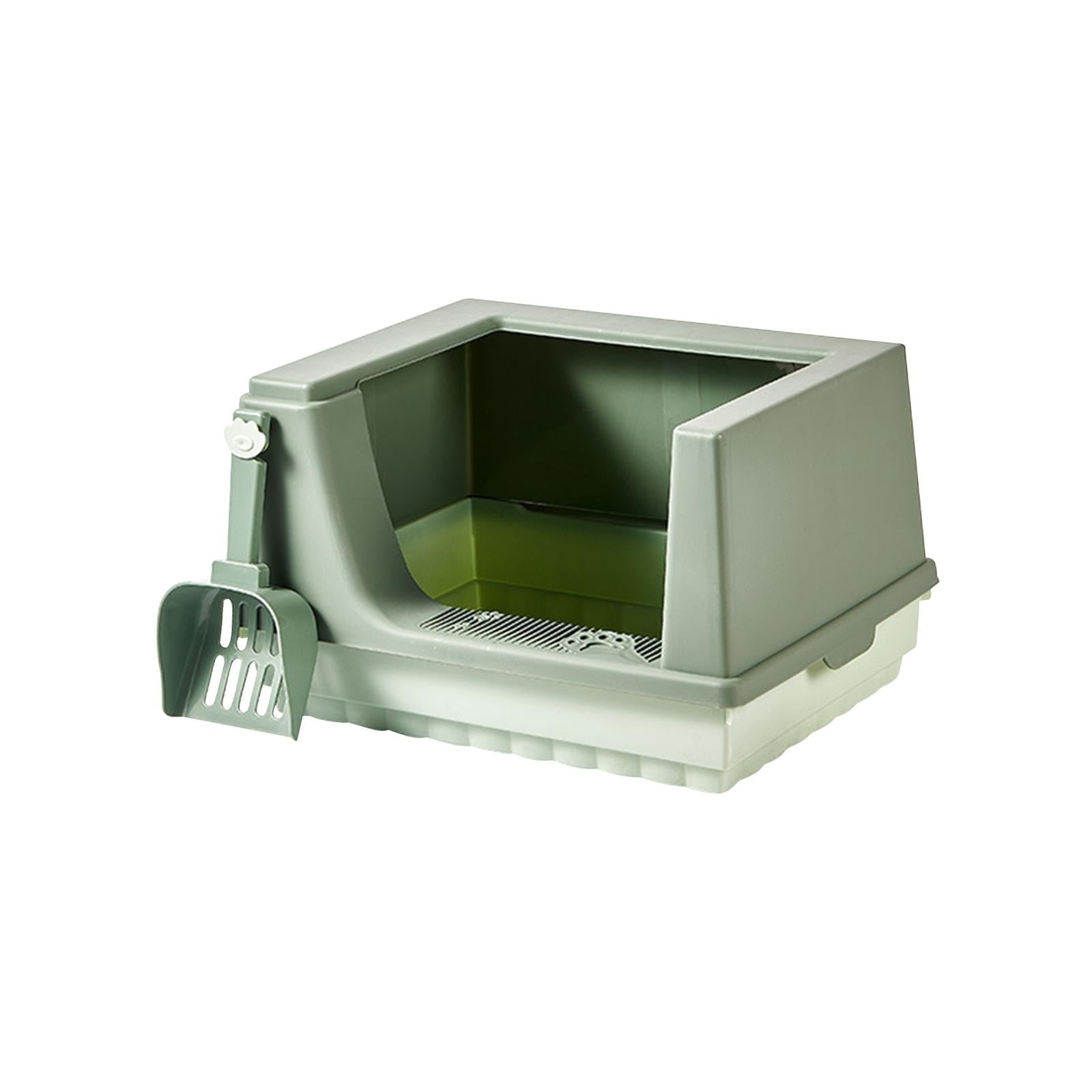 Bvdfgk Cat Litter Box Litter Tray Bottom Detachable Semi Enclosed with Portable Antiing Green L
