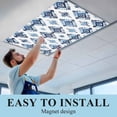 thumbnail image 5 of 1 Pack Bohemia Fluorescent Light Covers for Ceiling Lights Blue Argyle Pattern Ethnic Style Retro Abstract Magnetic Ceiling Light Covers Overhead Light Filters for Office Classroom Home, 5 of 9