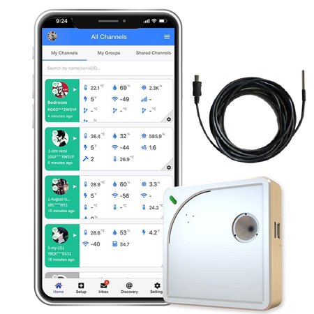 UbiBot Industrial Wireless Remote Temperature Humidity Ambient light Sensor 2.4GHZ Wifi 24/7 Alerts Data Logger Free iPhone/Android Apps Monitor Anywhere, Anytime! IFTTT WS1 Temperature Probe Combo