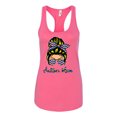 thumbnail image 3 of Autism Awareness Mom Life Messy Hair Bun | Cool Support Neon Print Bandana Mother's Day Ladies Racerback Tank Top, Hot Pink, Small, 3 of 5