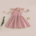 thumbnail image 2 of Filles Enfants Robe Sans Manches Cravate Bandoulière Couches Tulle Robe Cami Été Vêtements Décontractés Robe Princesse, 2 of 8