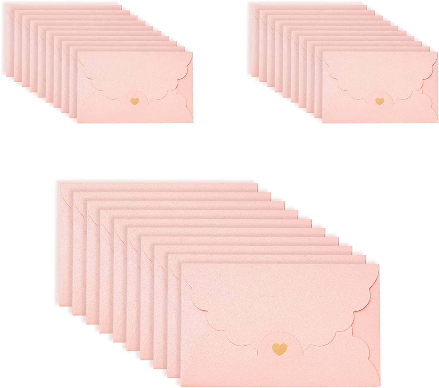 30 Pcs Enveloppe Kraft pour Invitation de Mariage, Enveloppe avec Cœur (Rose, Petit)