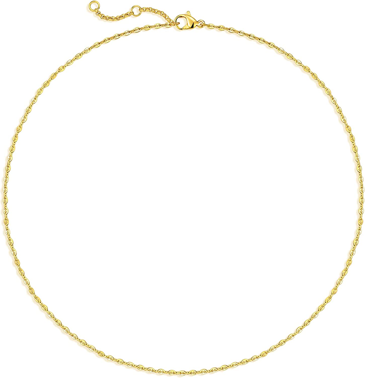 QWZNDZGR Gold Necklace for Women 18K Vacuum Gold Plated Mariner Chain