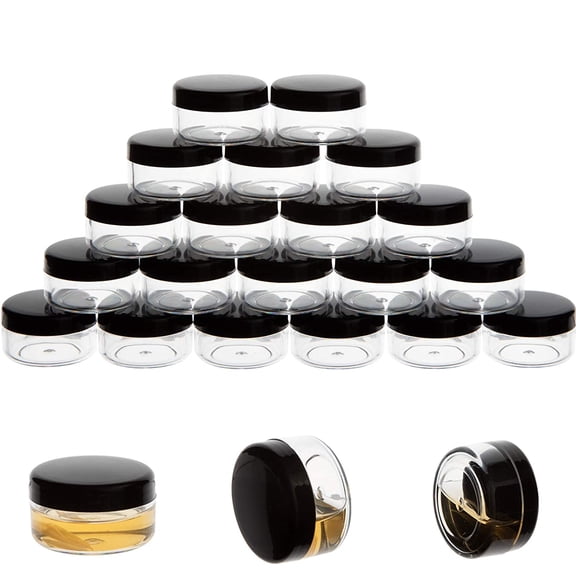 10 Gram Sample Containers, 20 Count Cosmetic Containers with Lids, Refillable Empty Jars, Small Plastic Lids ()