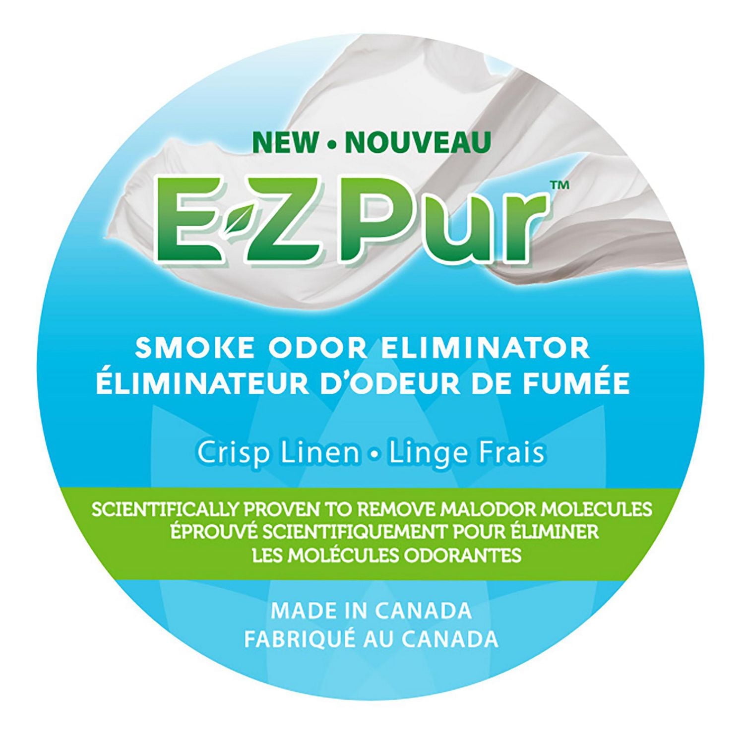 E-Z Pur Smoke Odour Eliminating Candle,1-Wick Soy Wax, Crisp Linen, 85 G