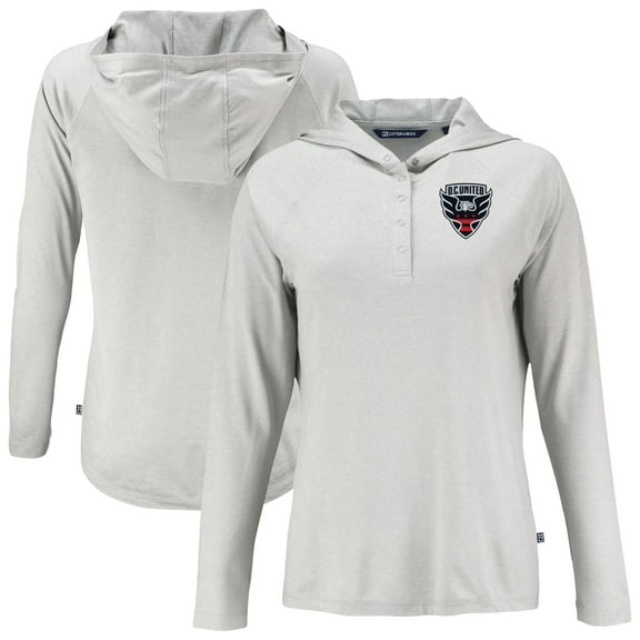 Women's-Cutter & Buck Gray D.C. United Coastline Epic Comfort Eco Recycled Quarter-Snap Raglan Hoodie Top