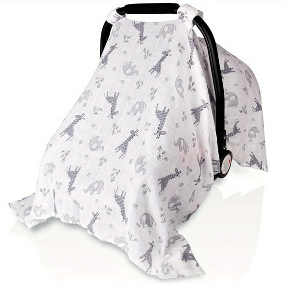 Breathable Muslin Cotton Carseat Canopy, Lightweight Carseat Cover, Stroller Cover