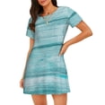 thumbnail image 1 of Fotbe Teal Turquoise Wood Bata de Dormir para Mujer con Estampado, Camisón de Algodón de Manga Corta, Ropa de Dormir Casual, 1 of 6