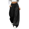 thumbnail image 5 of KIHOUT Womens Wide Leg Sweatpants High Waisted Casual Pants Elastic Waistband with Pockets Loose Fit Baggy Solid Color Plain Trousers for Women, 5 of 8