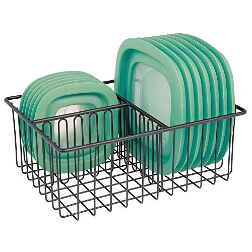 mDesign Metal Kitchen Food Storage Container Lid Holder,