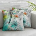 thumbnail image 3 of Chilfamy  Blue Green Tie Dye Throw Pillow Covers,Black Dragonfly Pattern Pillow Covers,Wild Animal Cushion Covers,Black Natural Plants Print Decorative Pillow Covers 24x24in, 3 of 5