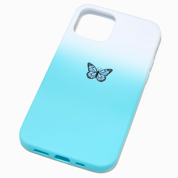 Claire's Blue Ombre Butterfly Cell Phone Case for iPhone 12/12 Pro, Teal