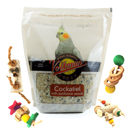Volkman Avian Science Super Cockatiel With Sunflower Bird Seeds with 1 Random Foot Toy