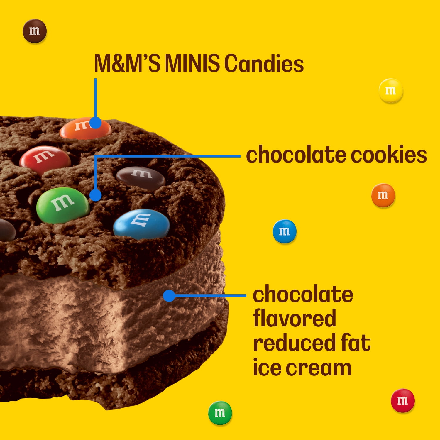 M&M'S - Brandclub - Chocolate Ice Cream Cookie Sandwiches, 16 fl