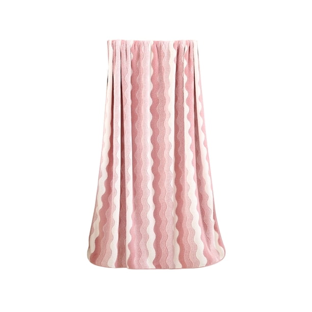 Toallas de Cara para Lavar la Cara, Rayas Coral Fleece Toalla 75x35cm para Bañar Y Secar el Pelo, Suaves Absorbentes Toallas de Cara para las Mujeres