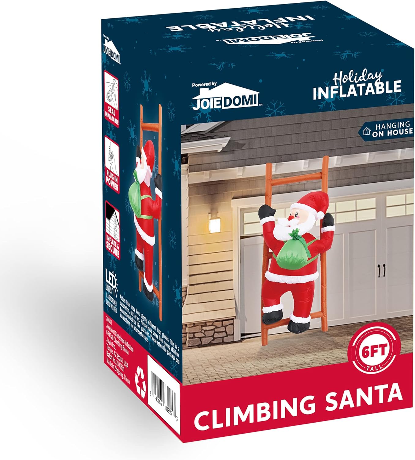 Joyfy 6 Ft Christmas Inflatable Climbing Santa photo 7