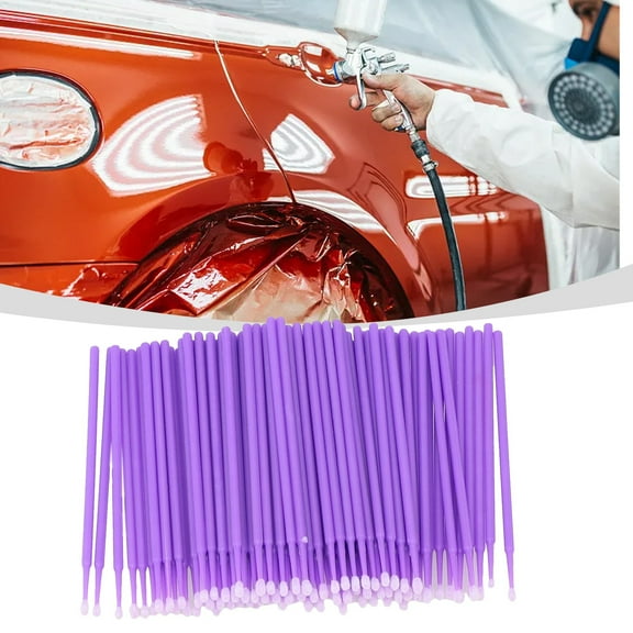 Rooha 100Pcs Car Touch Up Paint Brushes Disposable Micro-Brush Tips Set Car Detailing Applicator Sticks-Blue Purple Green Accessories